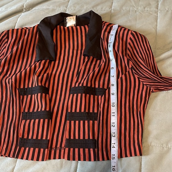 VTG Striped Jacket 10 90s Emo Dawn Joy 10 Rust Black Vertical Grunge Alt Goth - Picture 13 of 16
